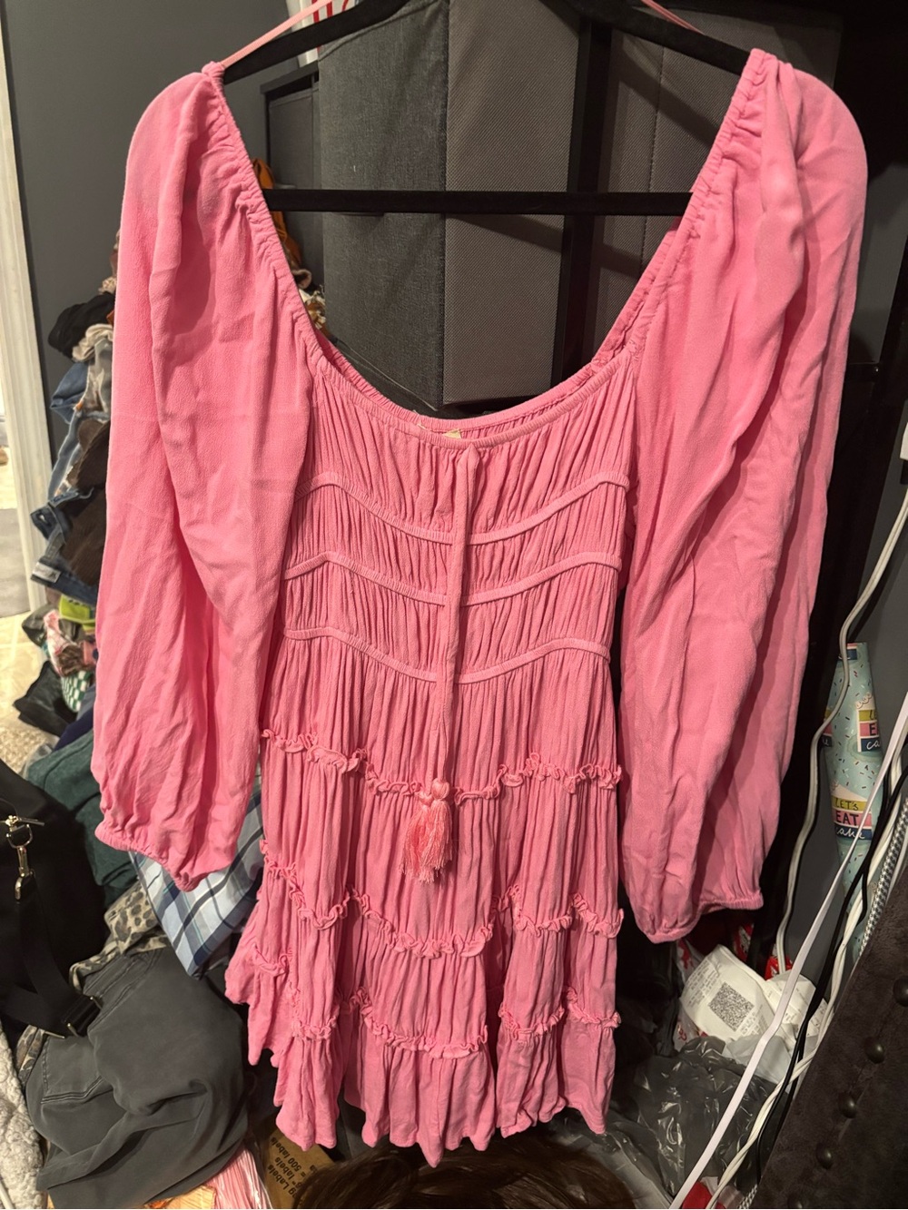 Chelsea and Violet Pink Boho Smocked Dress Medium